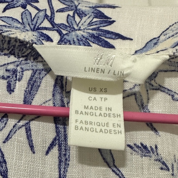 H&M Linen Wrap Over Waist Tie Blouse - Picture 3 of 3